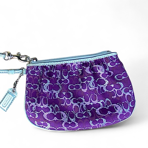 Coach Metallic Violet Purple Lurex Wristlet Clutch - Picture 1 of 10